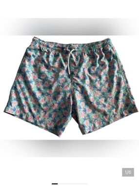 Crab Bermies Tropical Print Men's Swim Trunks